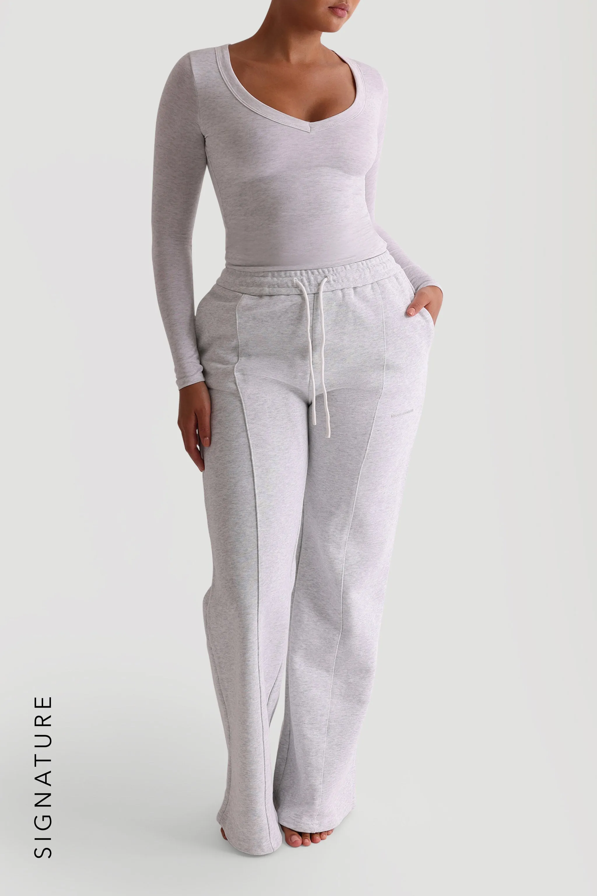 V-Shape Long Sleeve T-Shirt - Light Heather Gray sold by My outfit online product image thumbnail 3