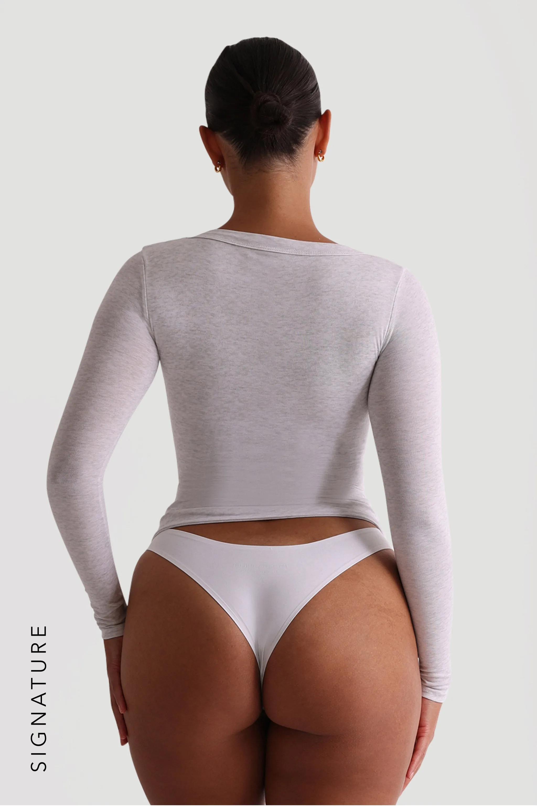 V-Shape Long Sleeve T-Shirt - Light Heather Gray sold by My outfit online product image thumbnail 2