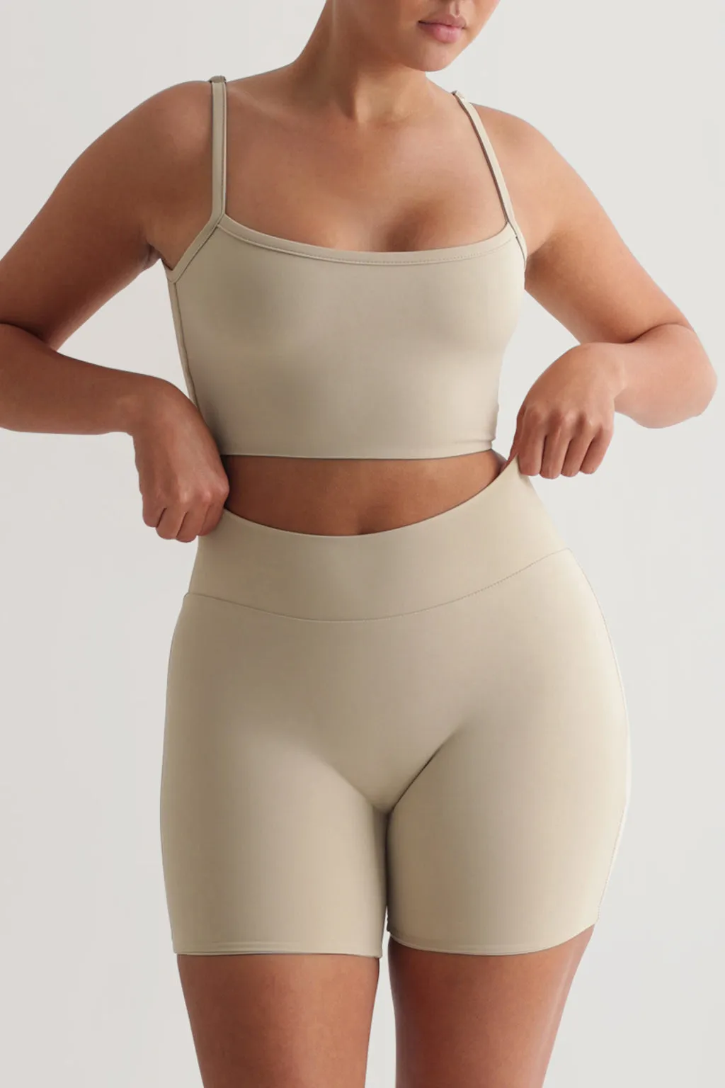 Open Back Athleisure Crop Top - Beige sold by My outfit online