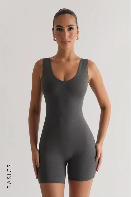 Scoop Neck Romper - Dark Heather Gray sold by My outfit online
