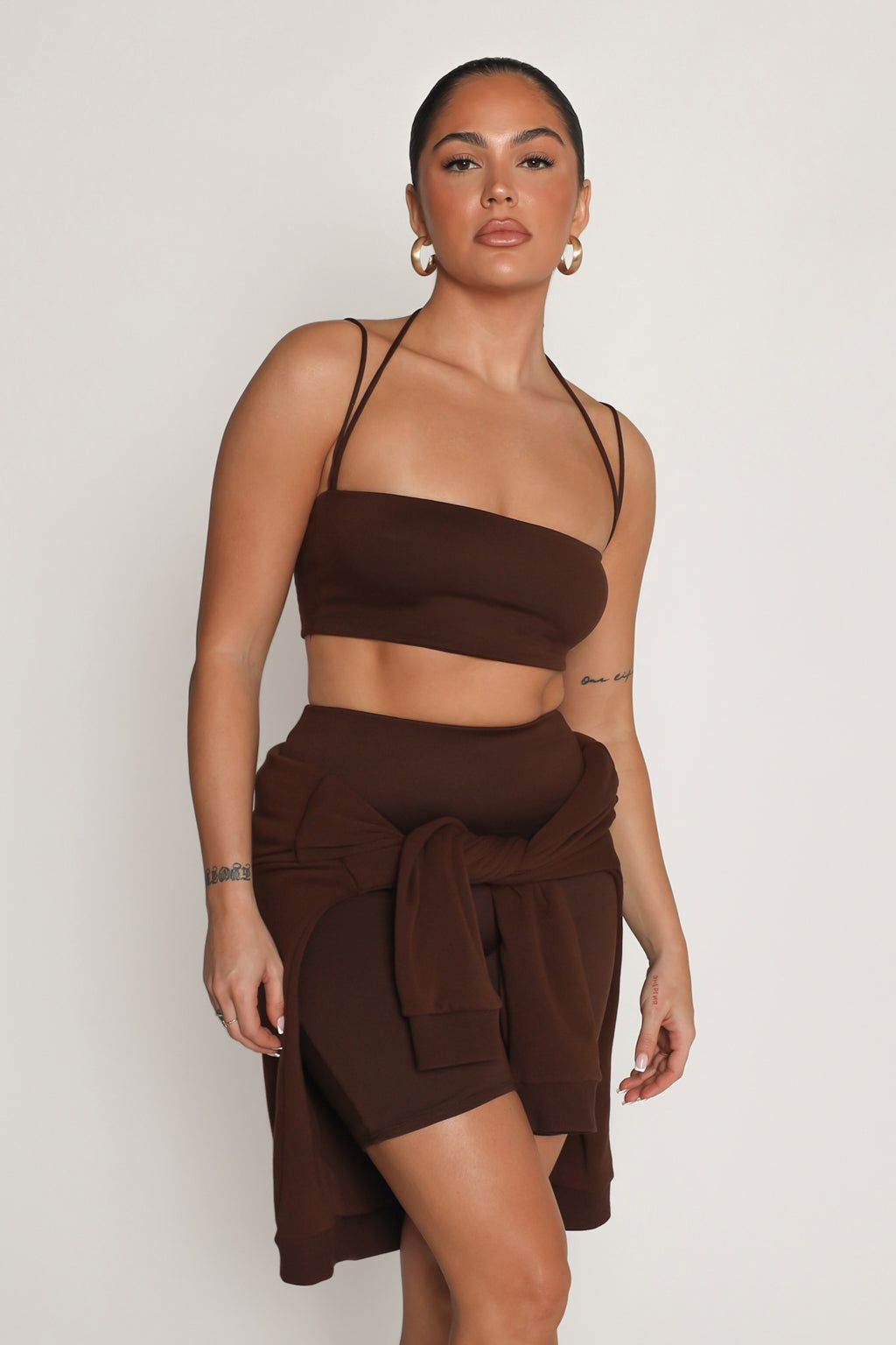 Double String Basic Tube Top - Dark Chocolate sold by My outfit online