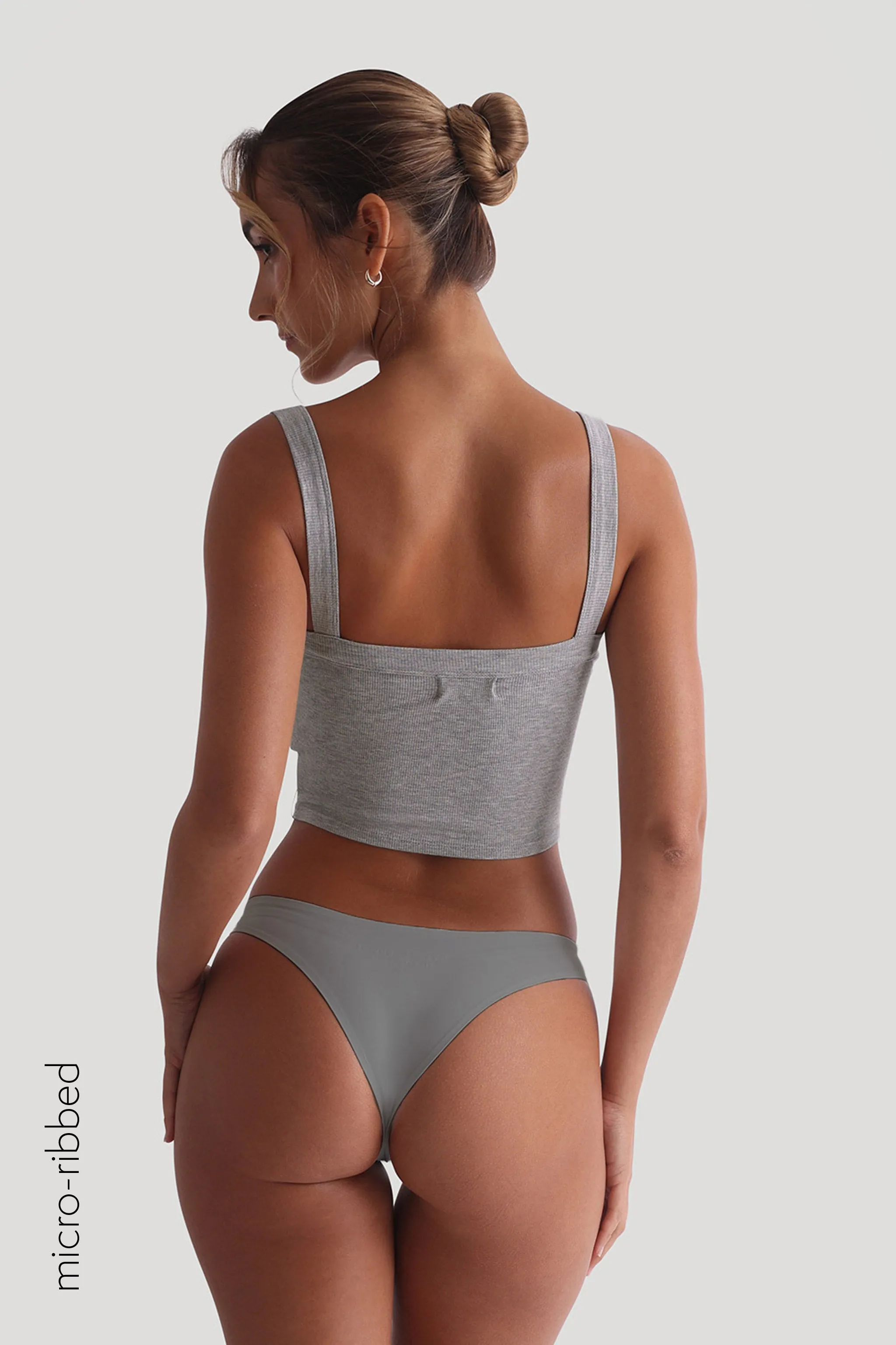 Staple Micro-Ribbed Crop Top - Heather Gray sold by My outfit online product image thumbnail 2