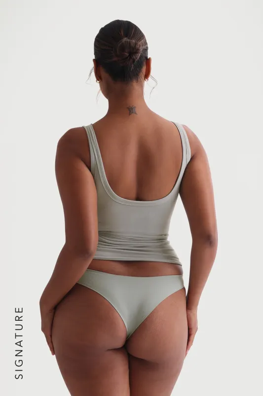 Banded Scoop Neck Tank Top - Sage sold by My outfit online