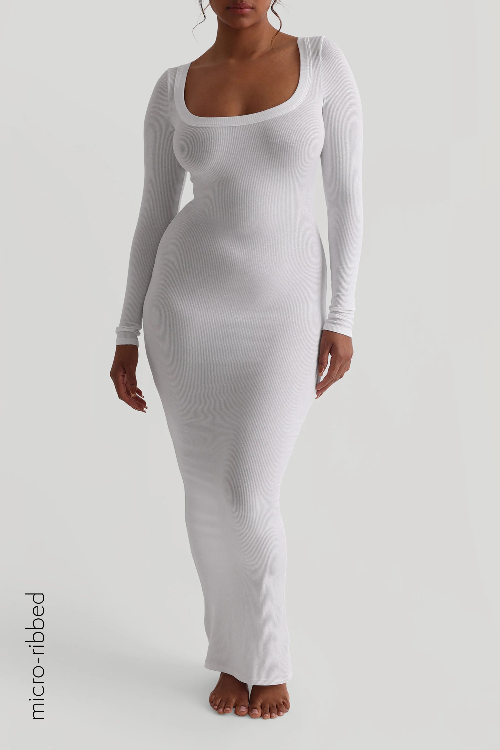 Scooped Micro-Ribbed Maxi Dress - White sold by My outfit online product image thumbnail 2