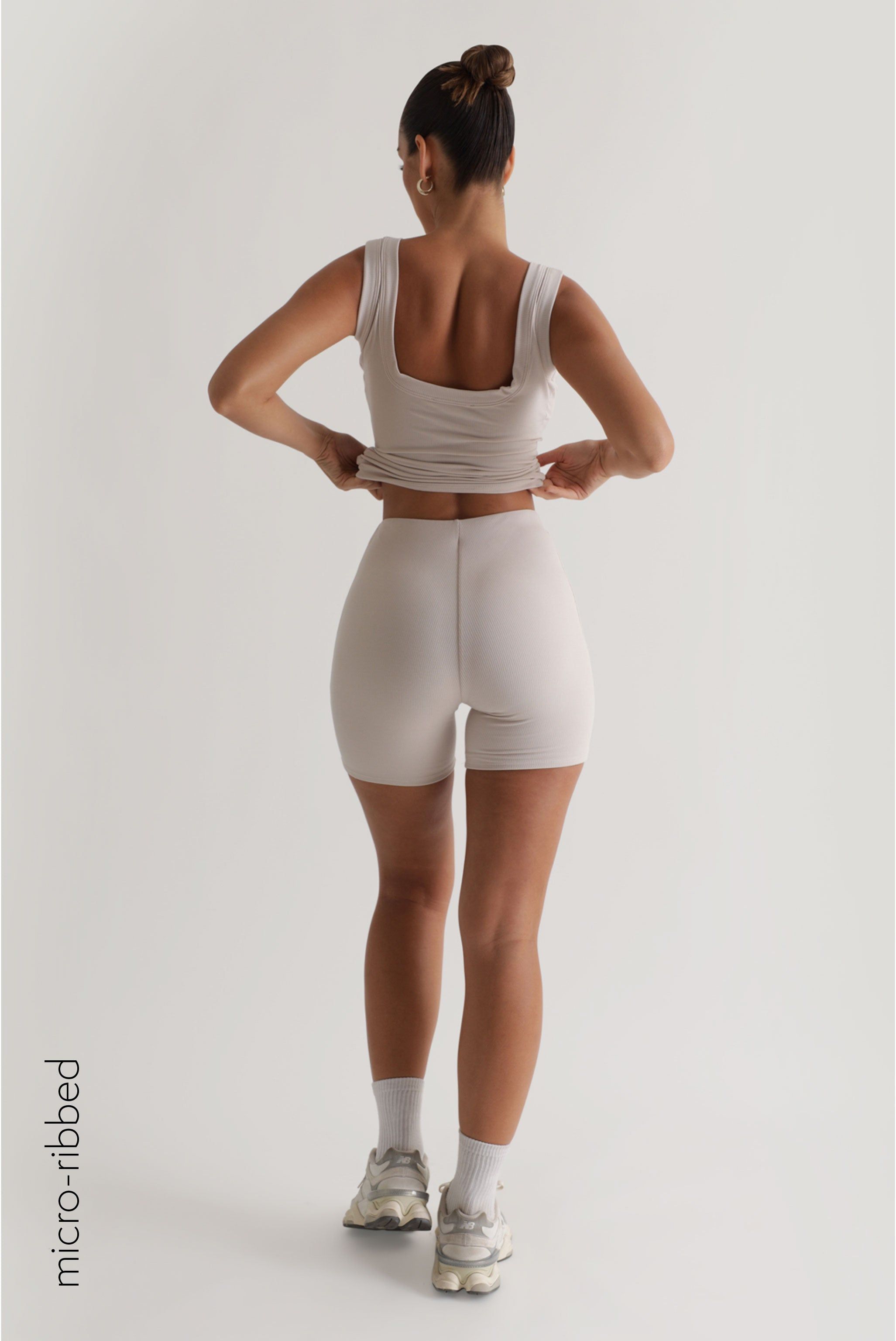 High Waisted Micro-Ribbed Shorts - Beige sold by My outfit online product image thumbnail 2