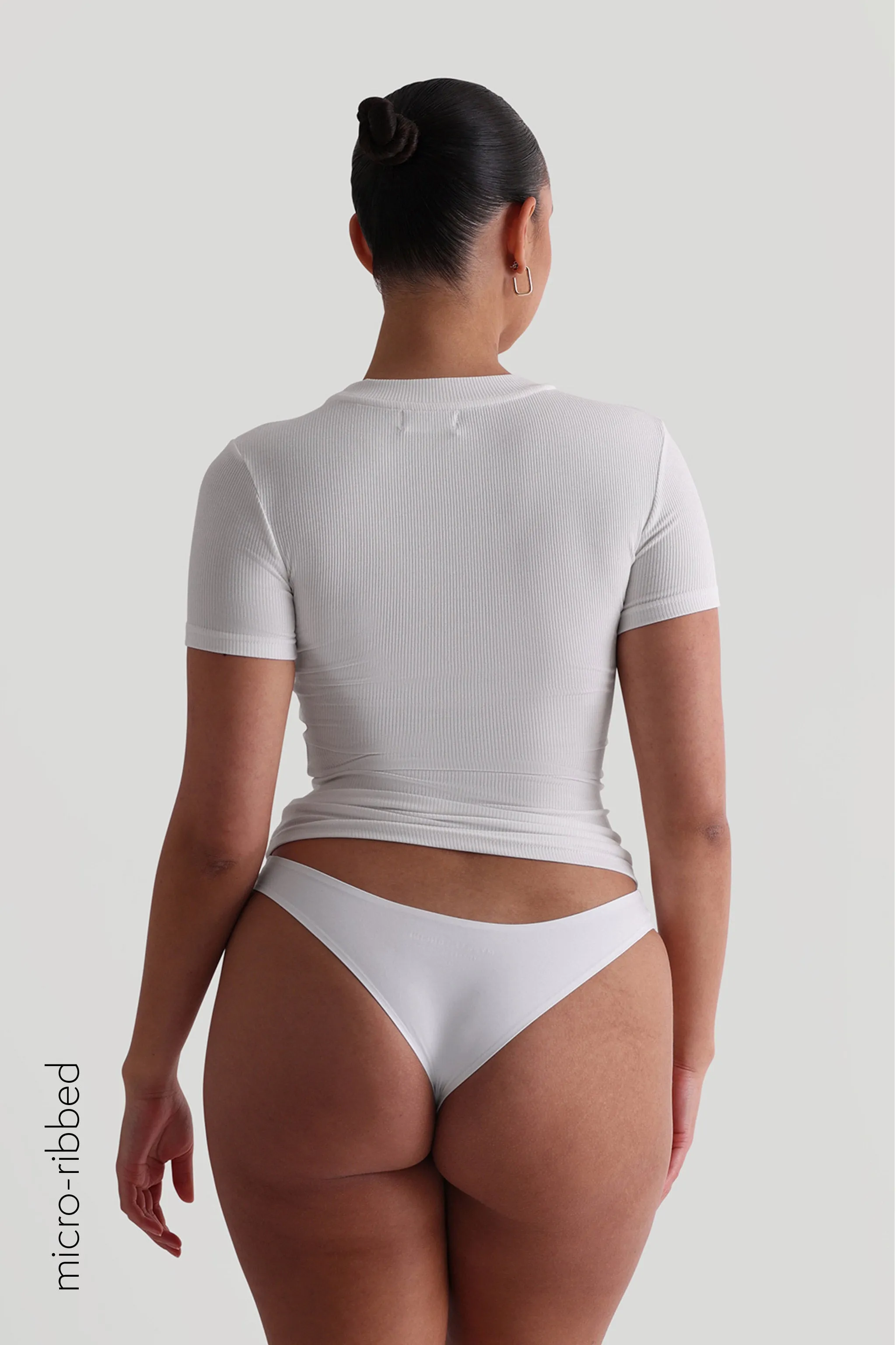 Crew Micro-Ribbed Short Sleeve Top - White sold by My outfit online product image thumbnail 2