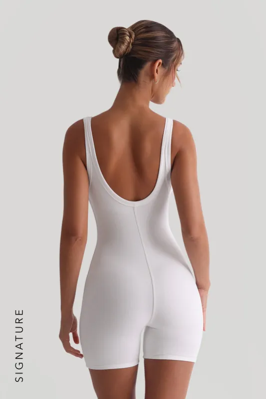 Banded Scoop Neck Romper - White sold by My outfit online