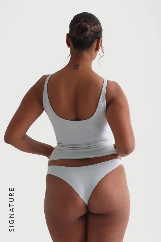 Banded Scoop Neck Tank Top - Sky sold by My outfit online