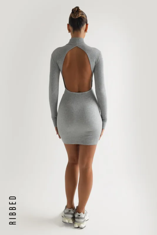 Kendall Ribbed Mini Dress - Gray sold by My outfit online