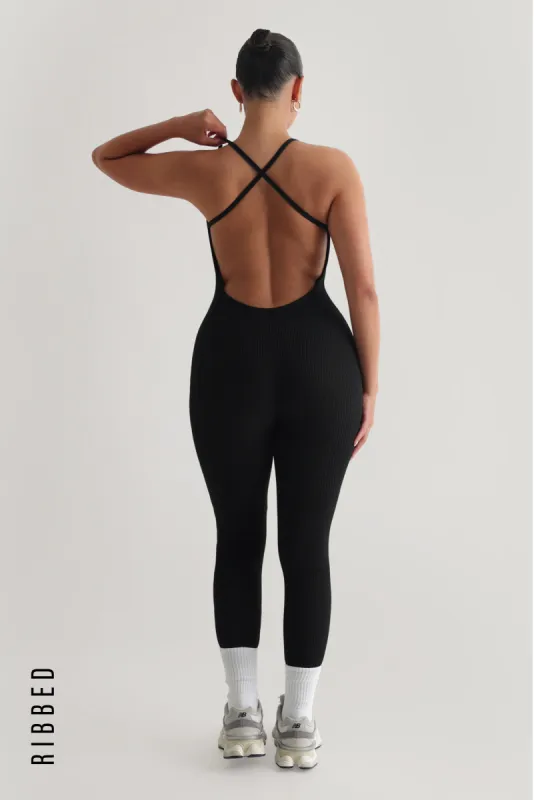 Katy Ribbed Jumpsuit - Black sold by My outfit online