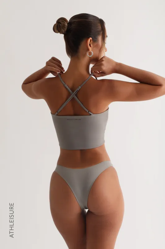 Thin Strap Athleisure Crop Top - Gray sold by My outfit online
