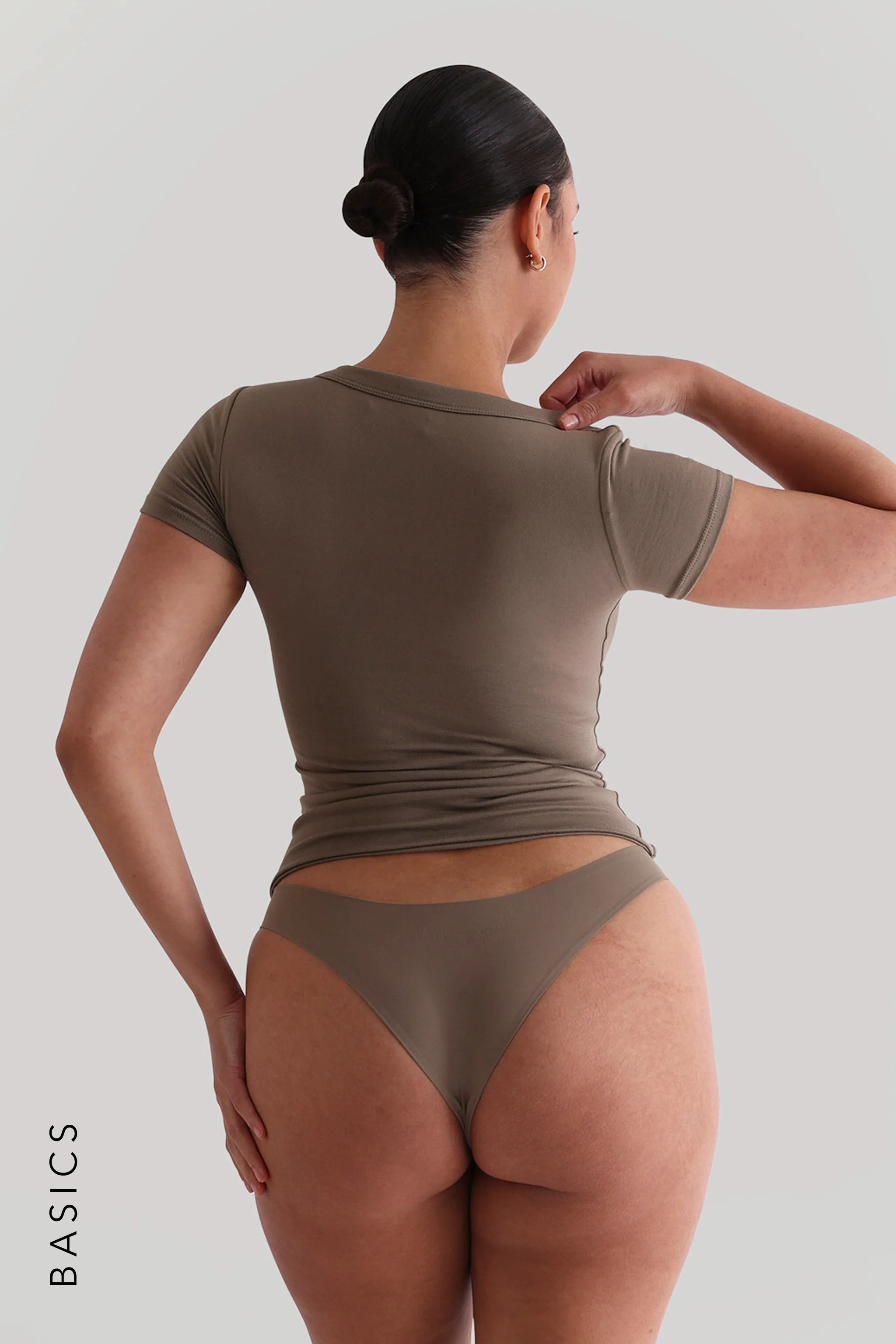 V-Shape Short Sleeve T-Shirt - Truffle sold by My outfit online product image thumbnail 4