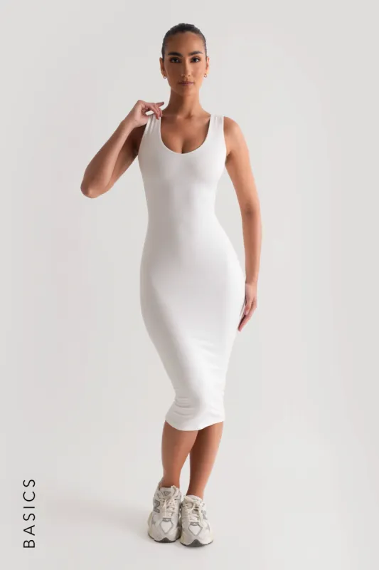 Scoop Neck Midi Dress - White sold by My outfit online