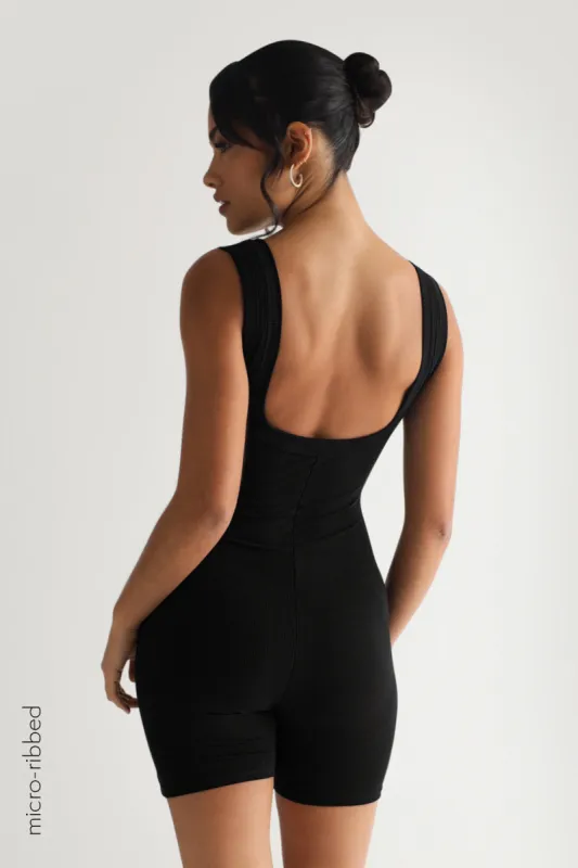 Fundamental Micro-Ribbed Romper - Black sold by My outfit online