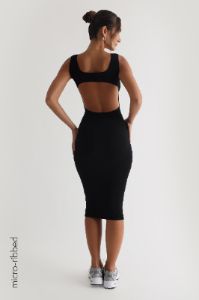 Form Micro-Ribbed Midi Dress - Black sold by My outfit online
