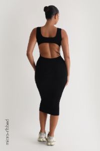 Form Micro-Ribbed Midi Dress - Black sold by My outfit online
