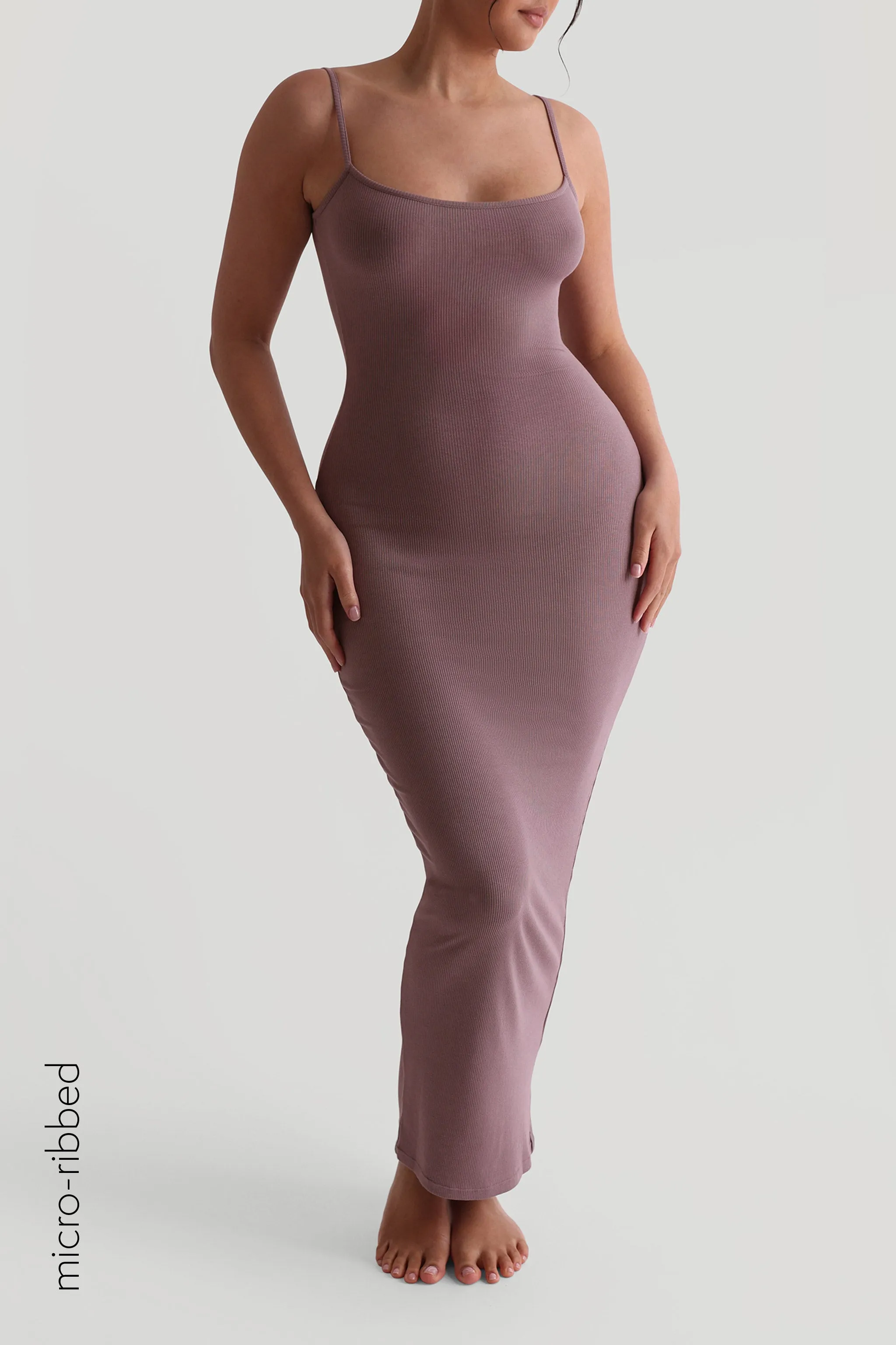 Slip-On Micro-Ribbed Maxi Dress - Vintage Purple sold by My outfit online