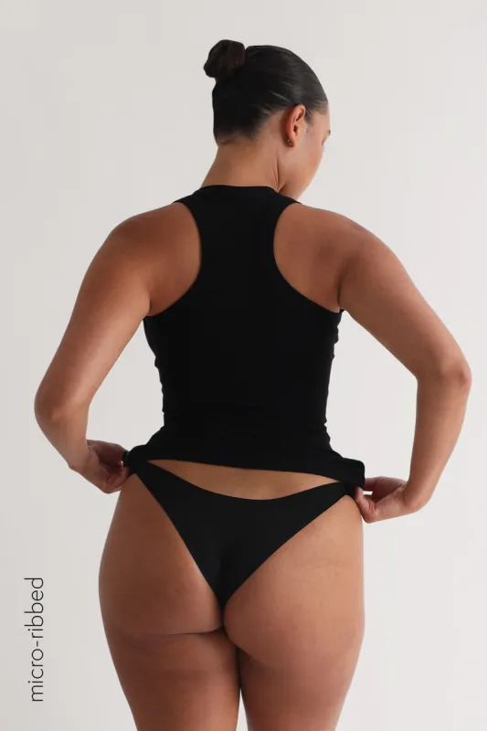 T-Shape Micro-Ribbed Tank Top - Black sold by My outfit online