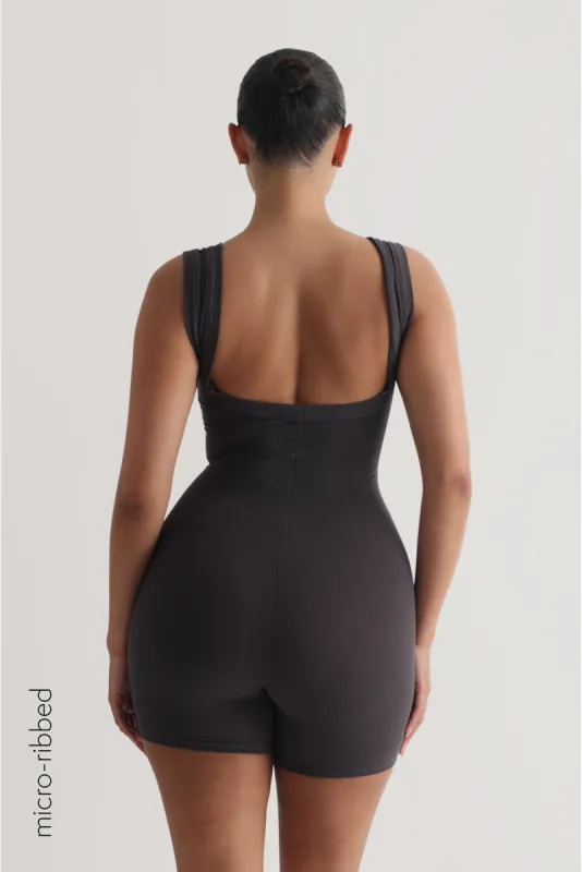 Fundamental Micro-Ribbed Romper - Charcoal sold by My outfit online