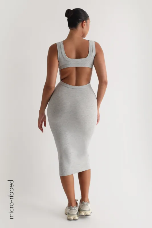Form Micro-Ribbed Midi Dress - Heather Gray sold by My outfit online