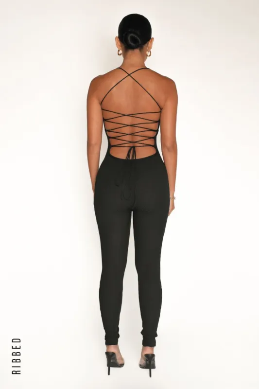 Megan Ribbed Jumpsuit - Black sold by My outfit online