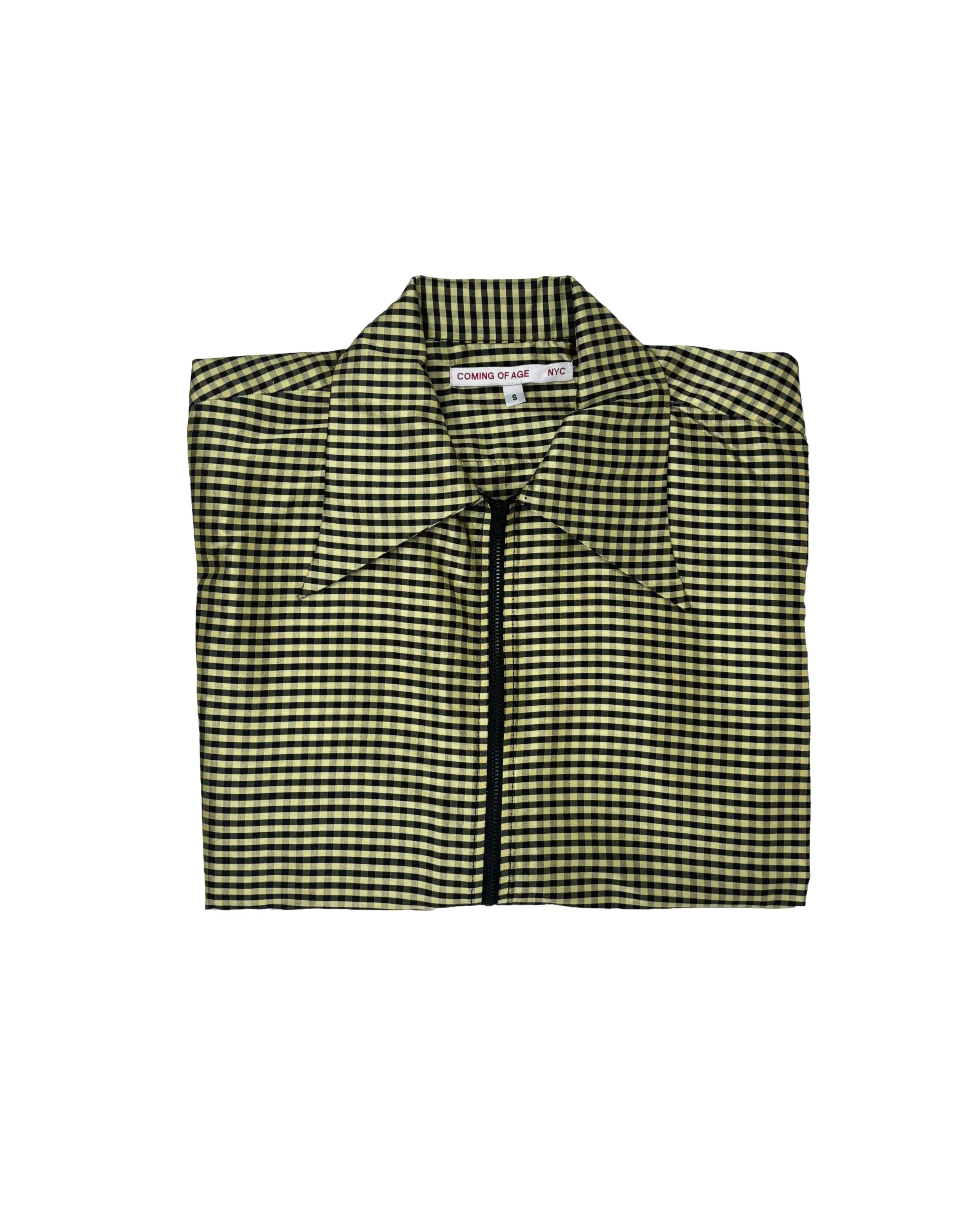 SS ZIP DOWN SHIRT IN GINGHAM BLACK TAN sold by Coming of Age product image thumbnail 2