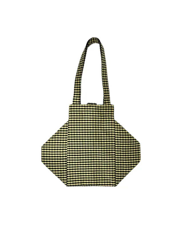 EVERYDAY BAG IN GINGHAM BLACK TAN made by Coming of Age