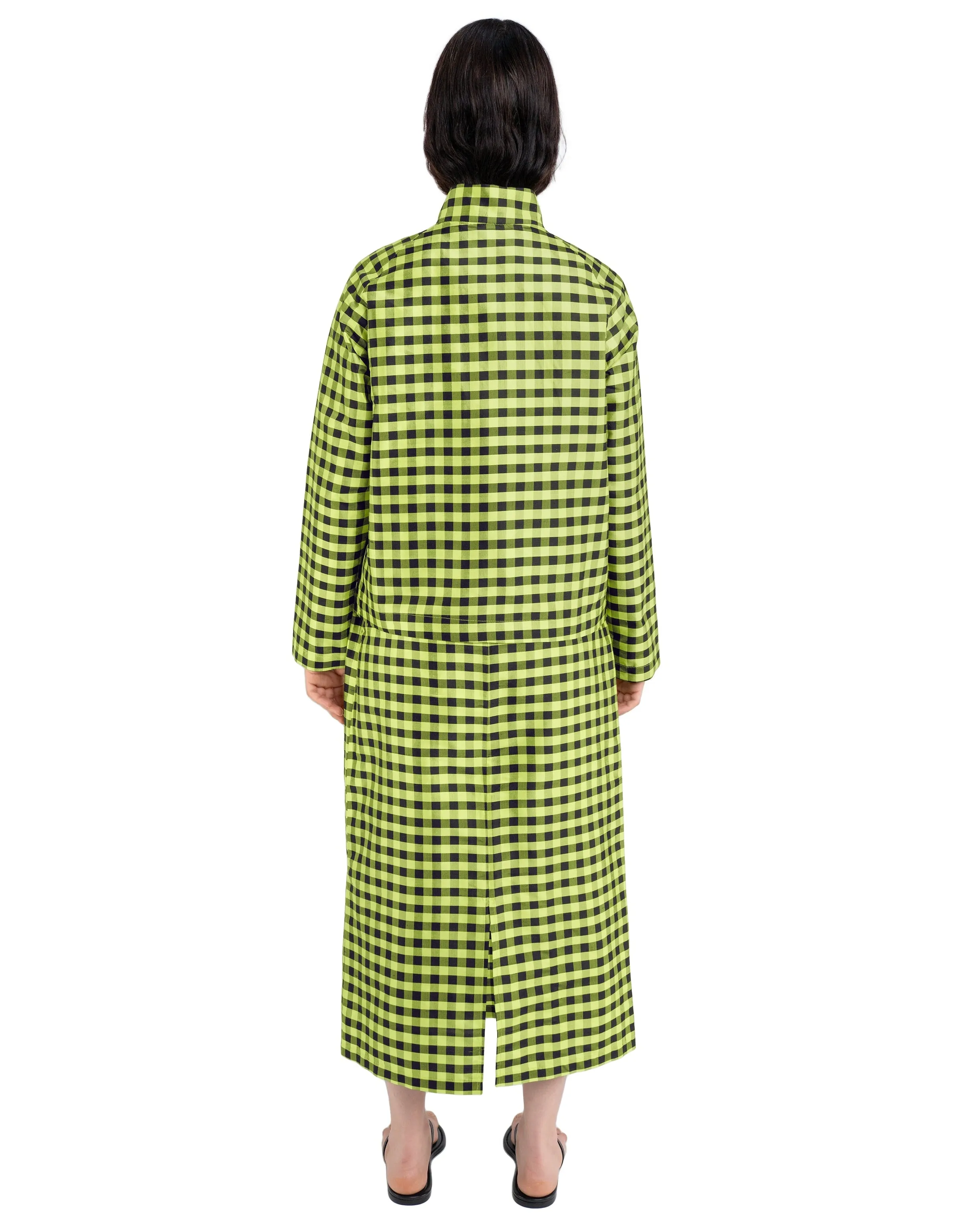 LIGHTWEIGHT BOMBER IN GINGHAM LIME BLACK sold by Coming of Age product image thumbnail 3