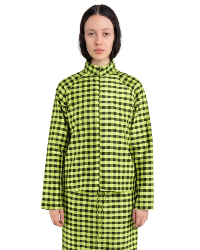 LIGHTWEIGHT BOMBER IN GINGHAM LIME BLACK made by Coming of Age