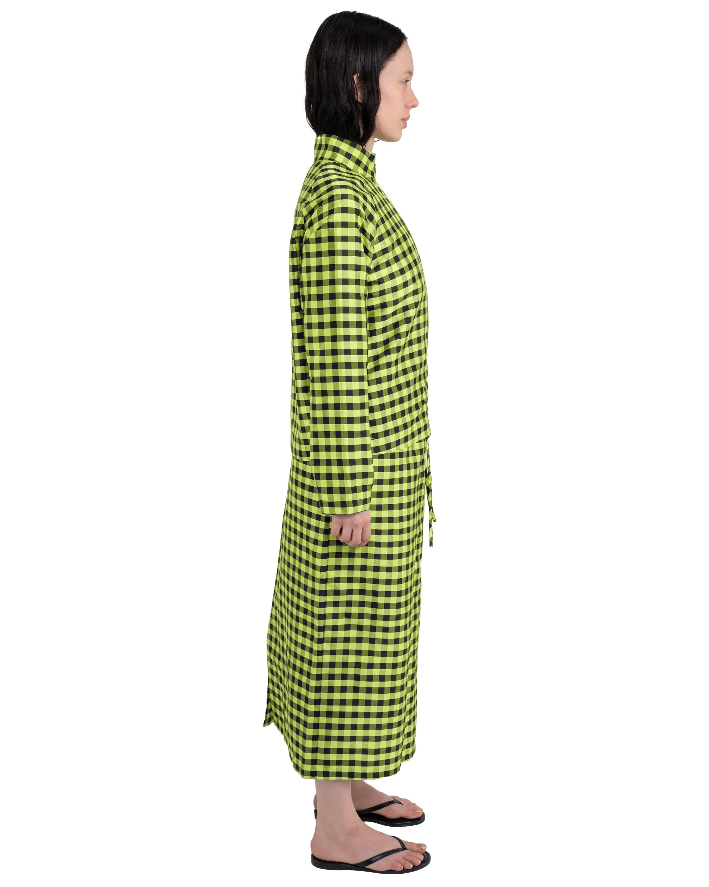 LIGHTWEIGHT BOMBER IN GINGHAM LIME BLACK sold by Coming of Age product image thumbnail 2