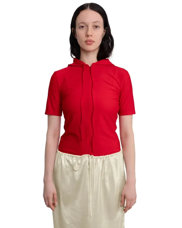 SS HOODIE IN RED RED SPANDEX made by Coming of Age