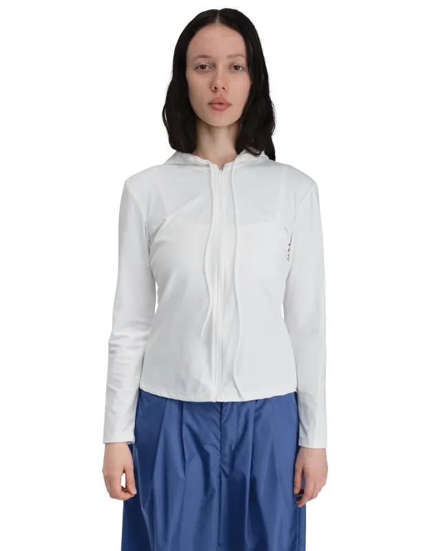 FITTED HOODIE IN WHITE SPANDEX made by Coming of Age