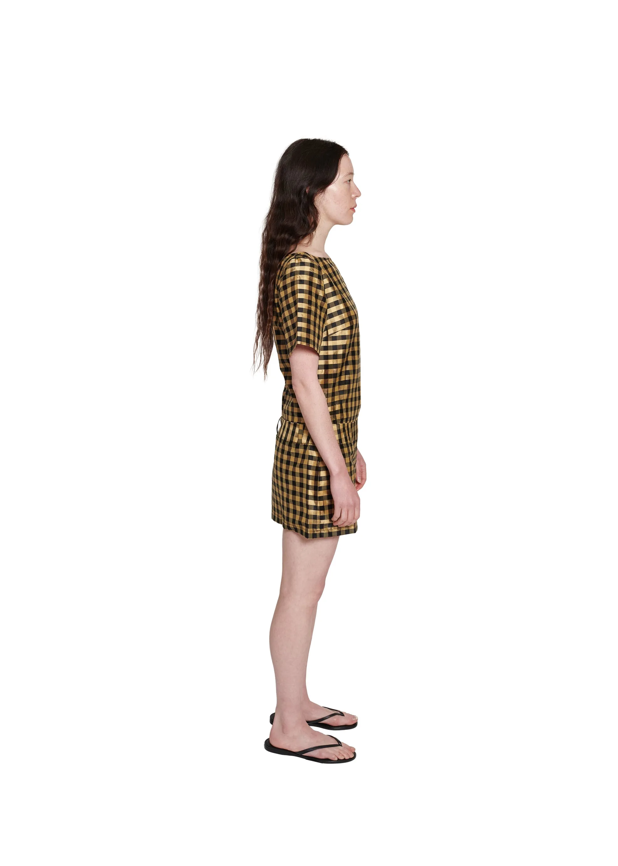 SHORT LOOP DRESS IN GINGHAM BLACK GOLD sold by Coming of Age product image thumbnail 4