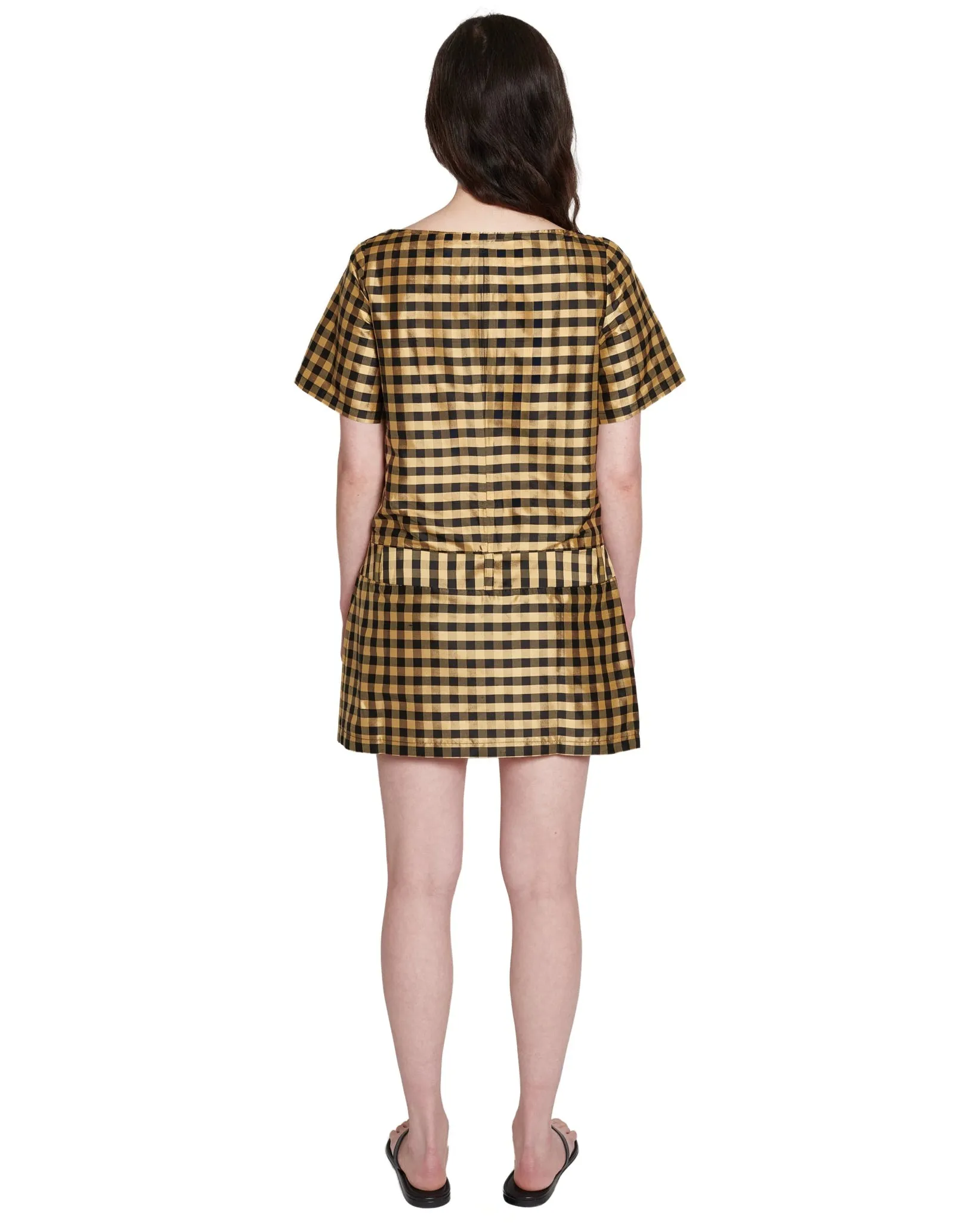 SHORT LOOP DRESS IN GINGHAM BLACK GOLD sold by Coming of Age product image thumbnail 2