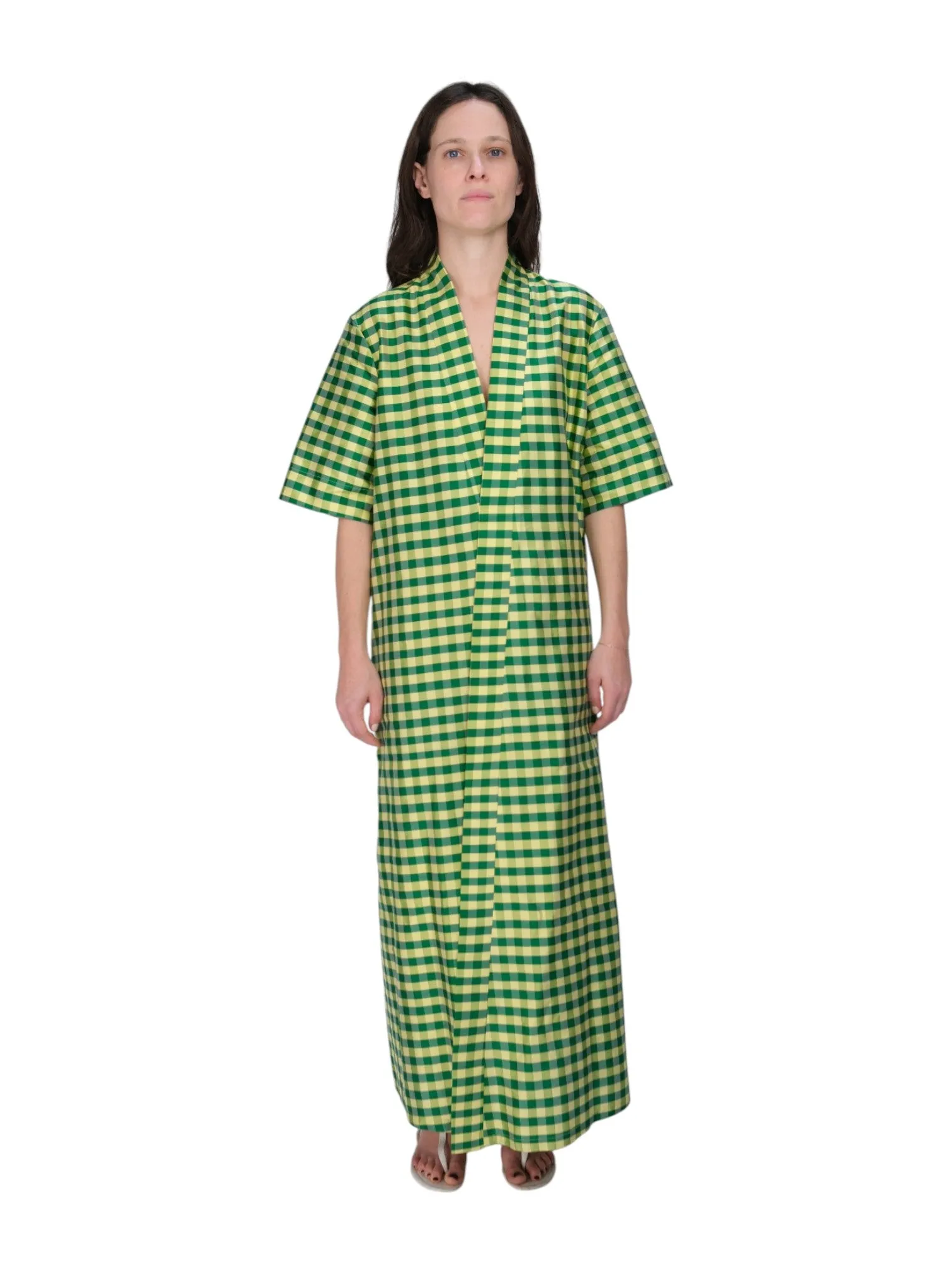 LONG TUNIC IN GINGHAM GREEN YELLOW sold by Coming of Age