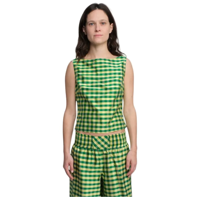 BOATNECK TOP IN GREEN YELLOW made by Coming of Age