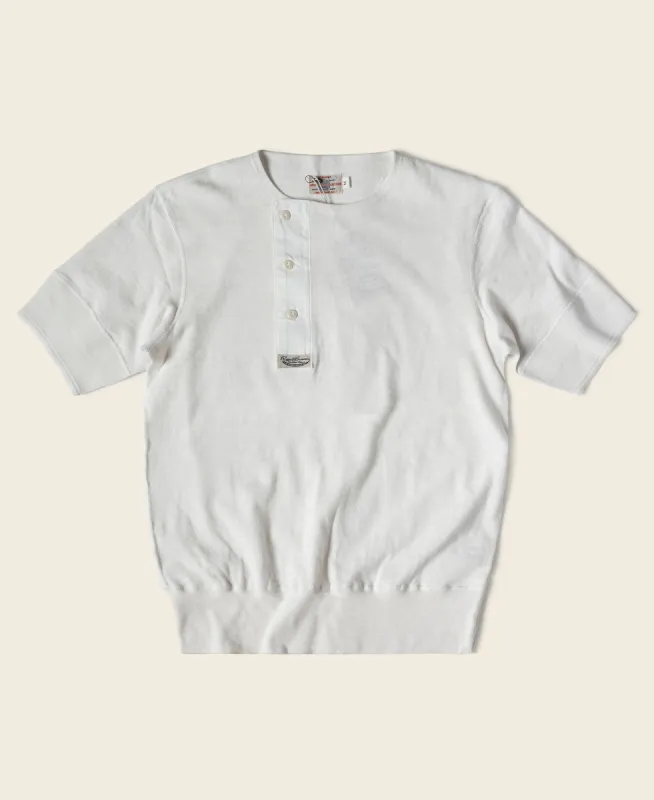 Side Closing Short Sleeve Henley T-Shirt - White made by Bronson Mfg.