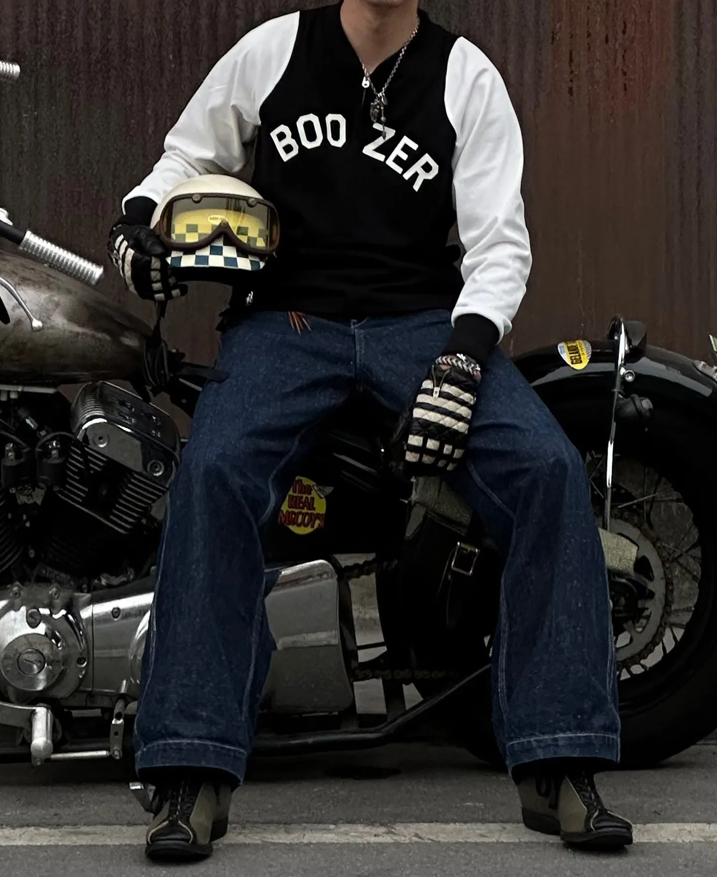 Quarter-Zip Rider Printed Long Sleeve T-Shirt - White sold by Bronson Mfg. product image thumbnail 3