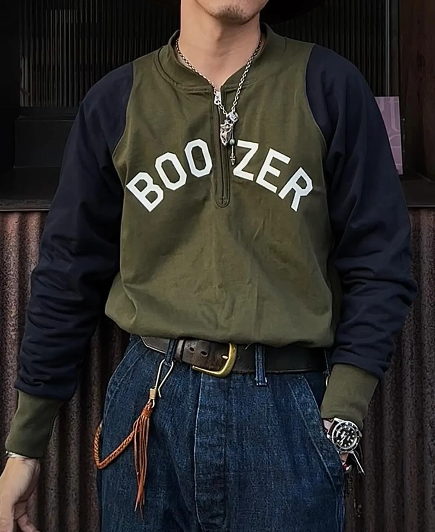 Quarter-Zip Rider Printed Long Sleeve T-Shirt - Olive sold by Bronson Mfg. product image thumbnail 3