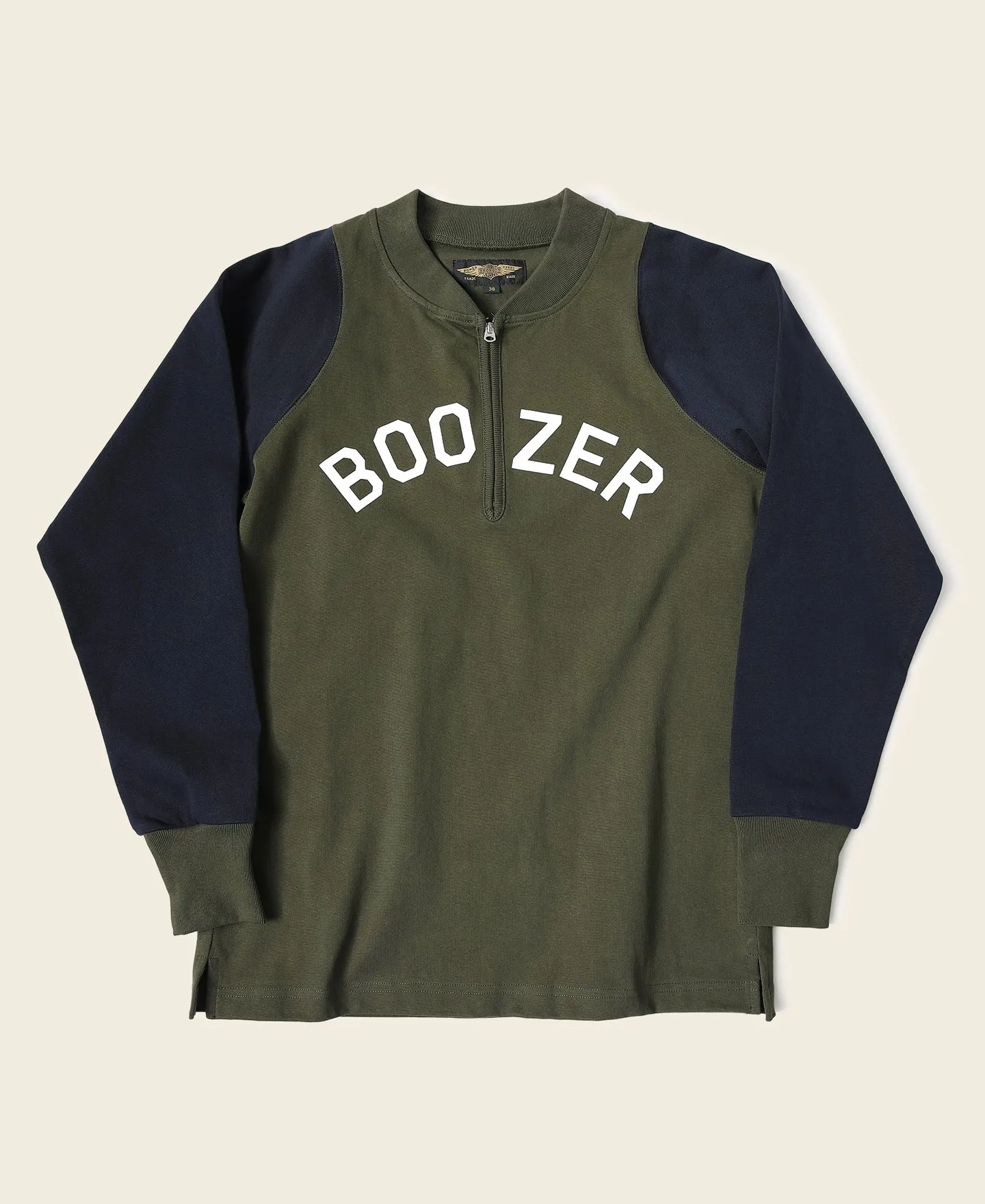 Quarter-Zip Rider Printed Long Sleeve T-Shirt - Olive sold by Bronson Mfg.