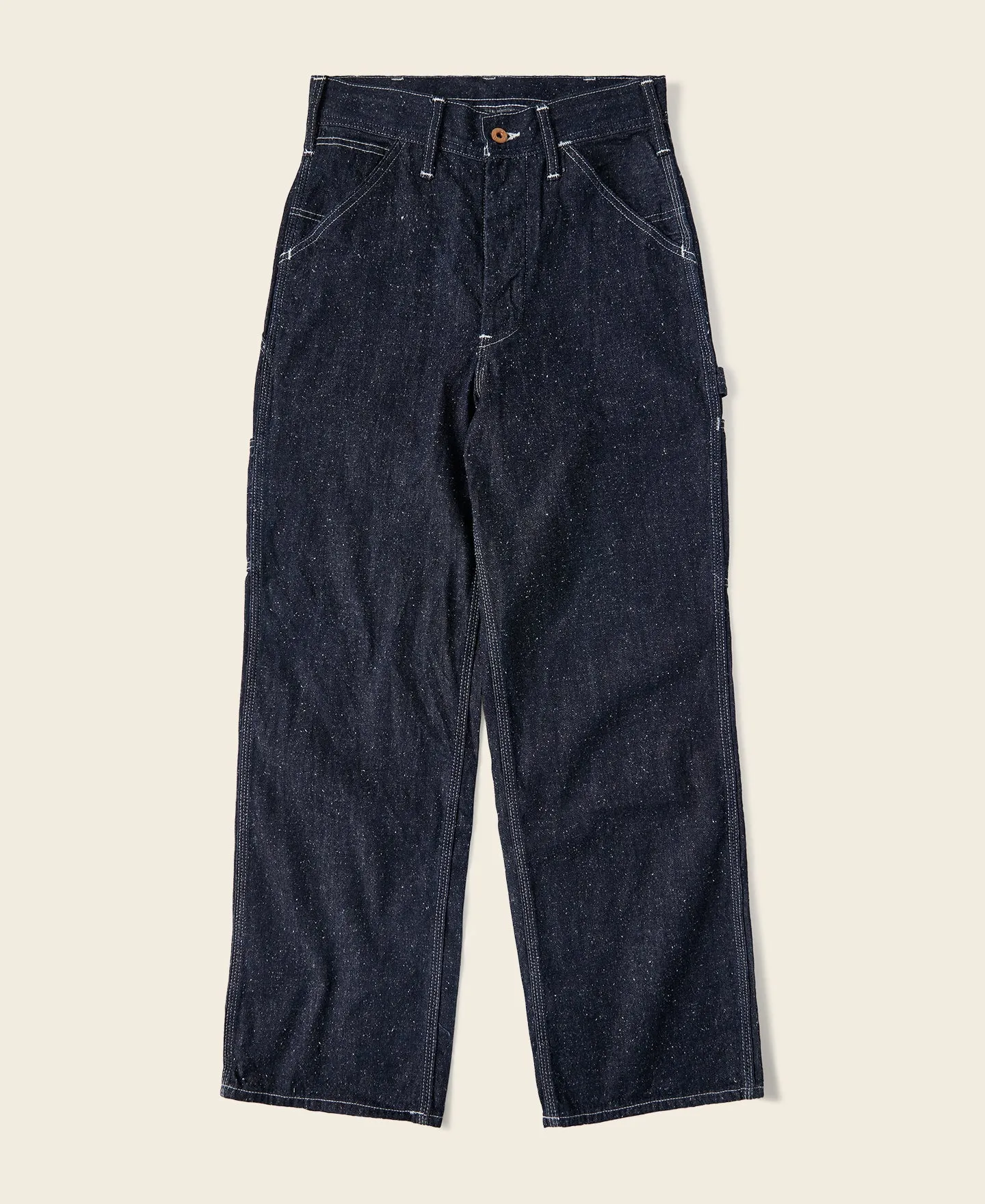 Slub Pearl Yarn Indigo Denim Carpenter Pants sold by Bronson Mfg.