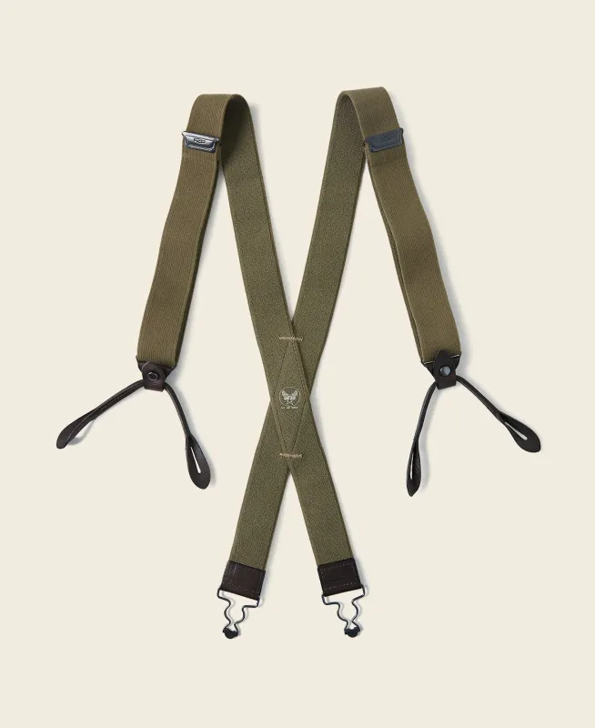 USAF X Back Suspenders - Olive made by Bronson Mfg.