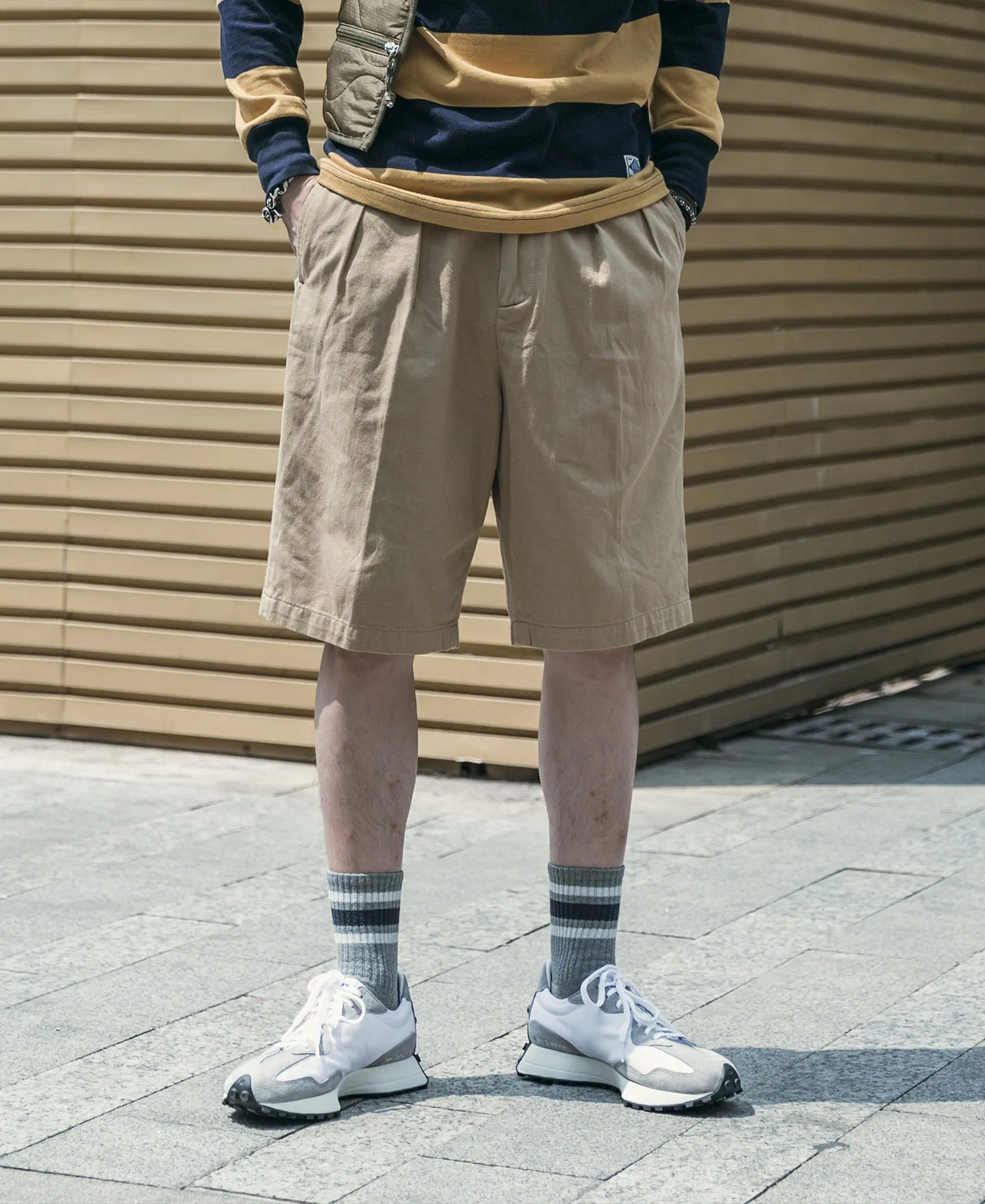 Classic Straight Leg Double Pleated Shorts - Khaki sold by Bronson Mfg. product image thumbnail 3
