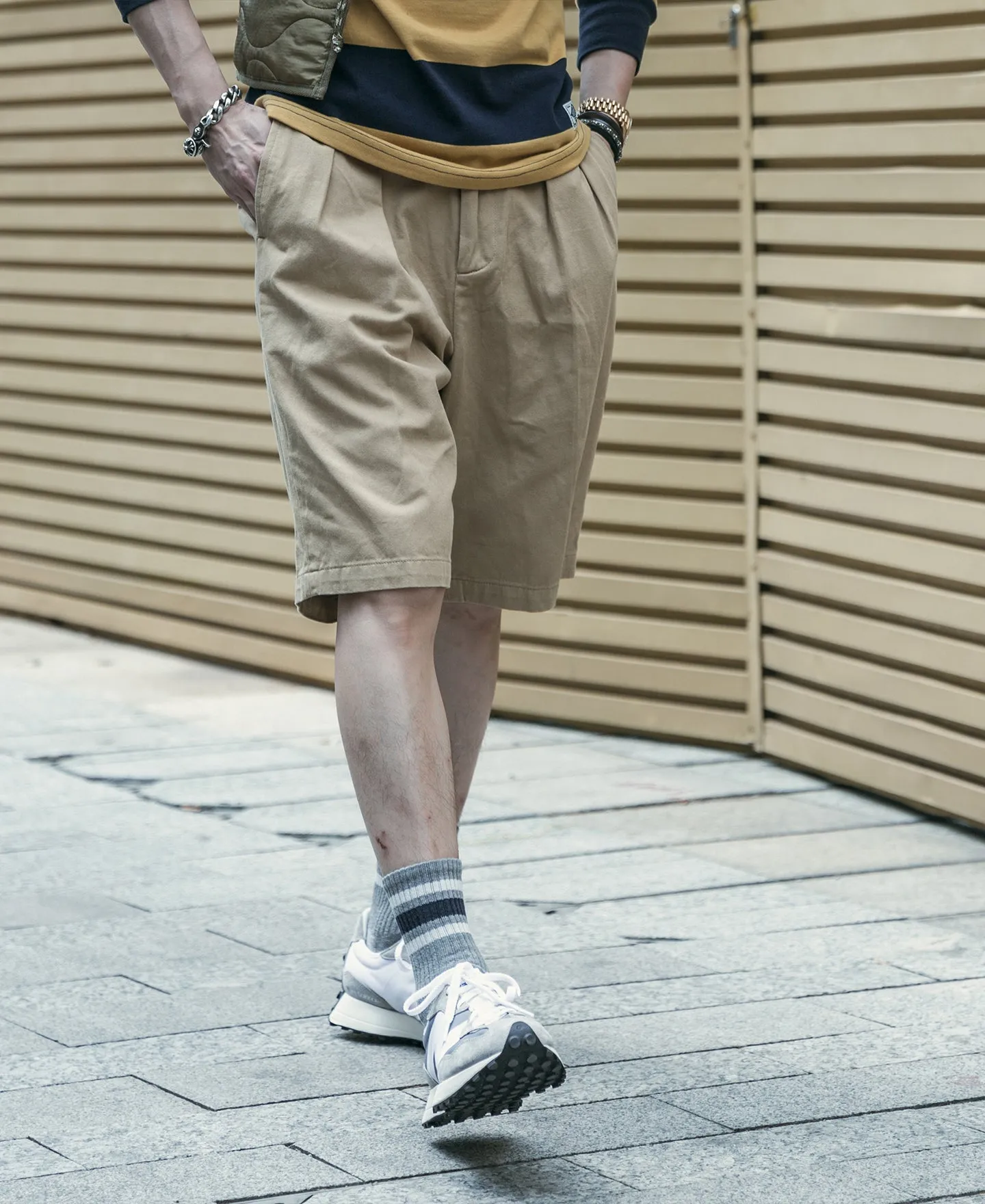 Classic Straight Leg Double Pleated Shorts - Khaki sold by Bronson Mfg. product image thumbnail 5