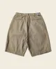 Classic Straight Leg Double Pleated Shorts - Khaki sold by Bronson Mfg.