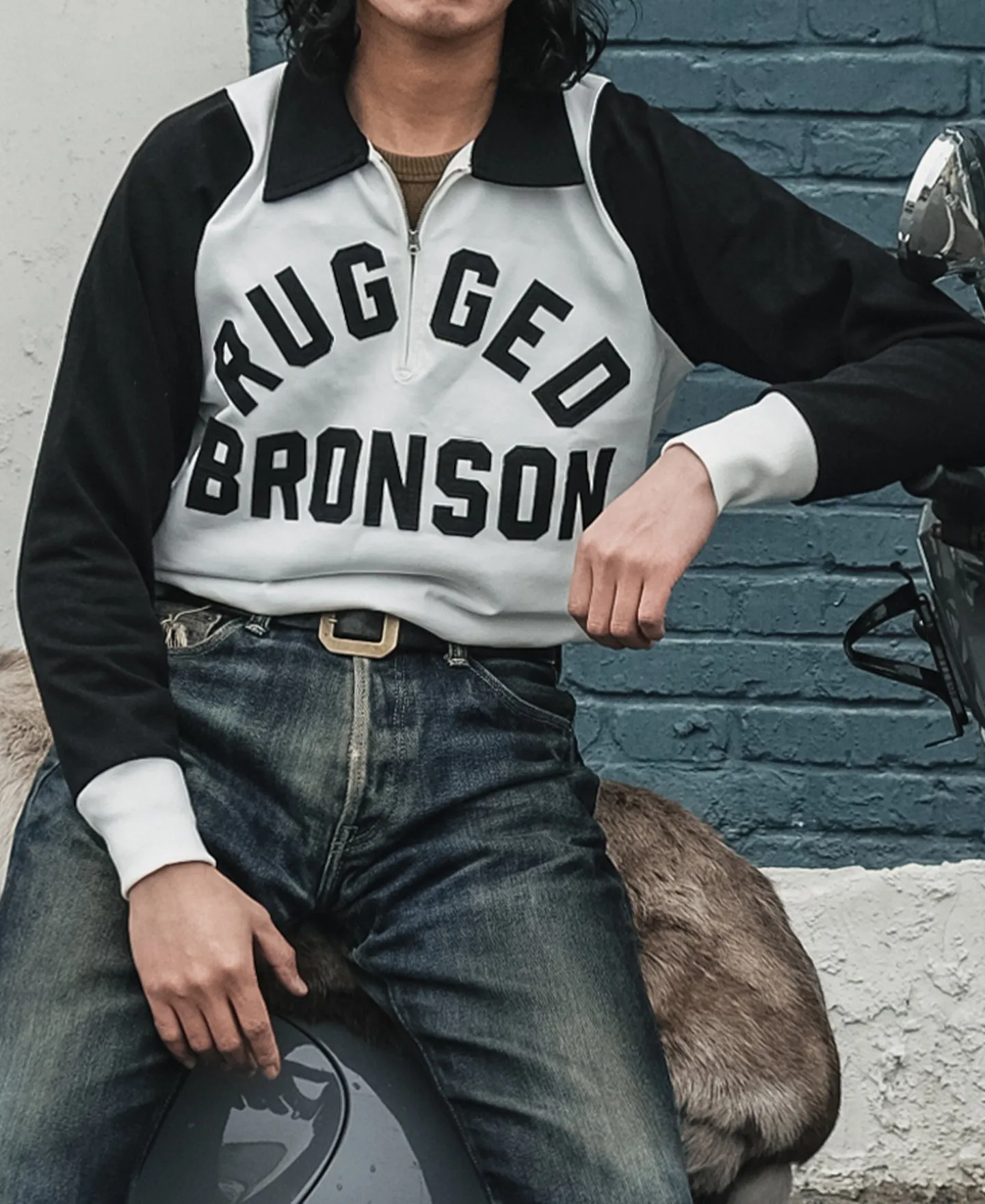 Heavyweight Two-Tone Racing Jersey T-Shirt - White/Black sold by Bronson Mfg. product image thumbnail 3