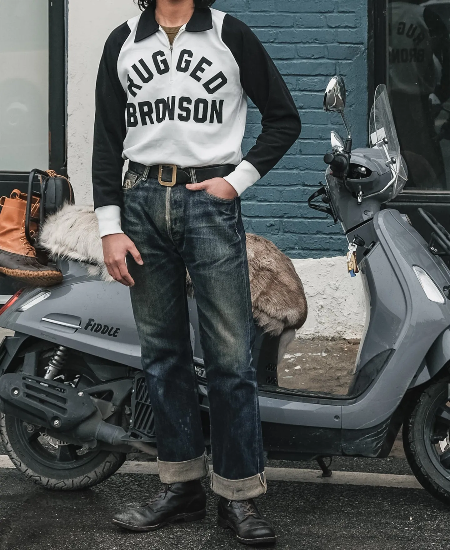 Heavyweight Two-Tone Racing Jersey T-Shirt - White/Black sold by Bronson Mfg. product image thumbnail 5