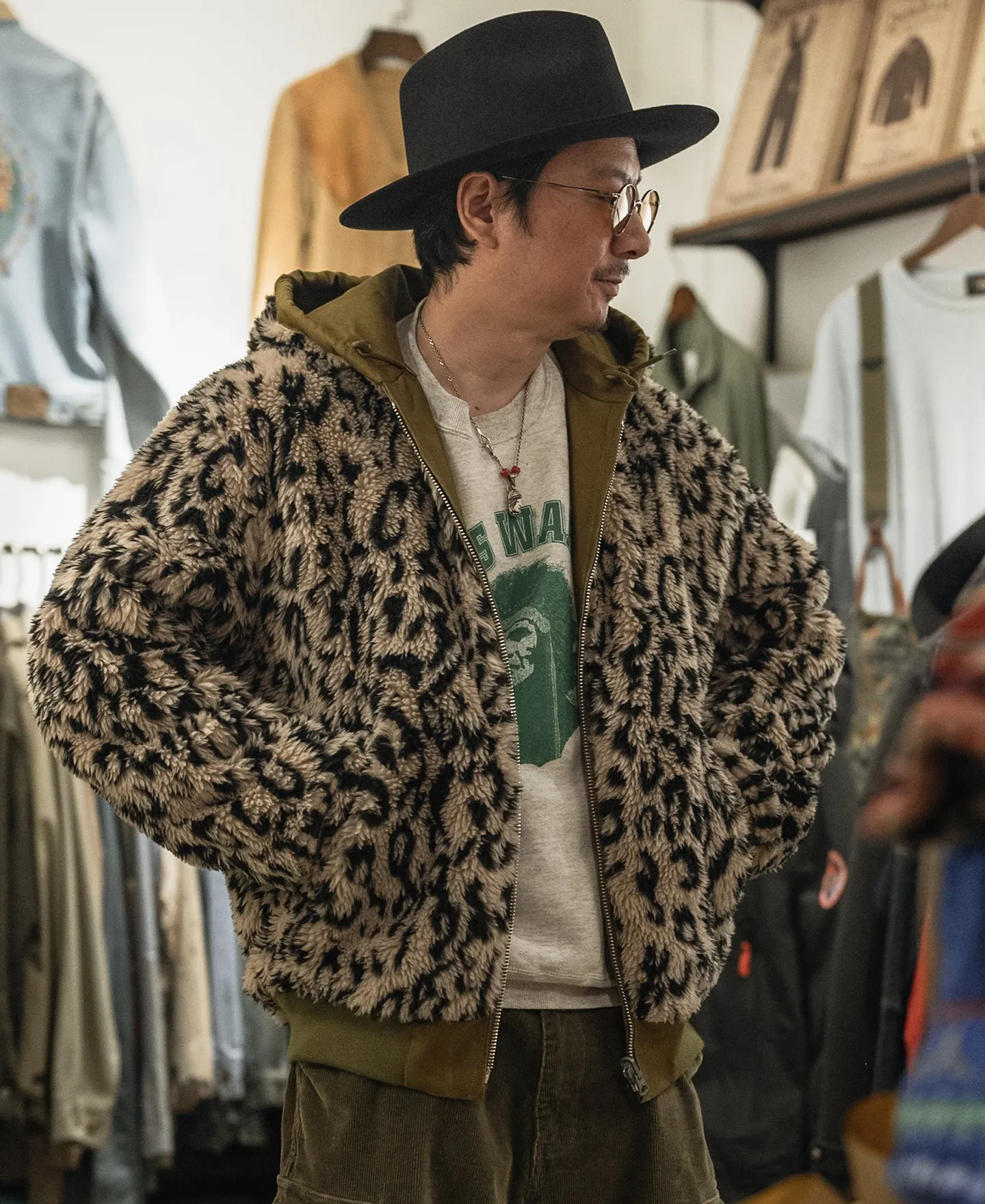 Leopard Print Reversible Deck Jacket - Khaki sold by Bronson Mfg. product image thumbnail 3