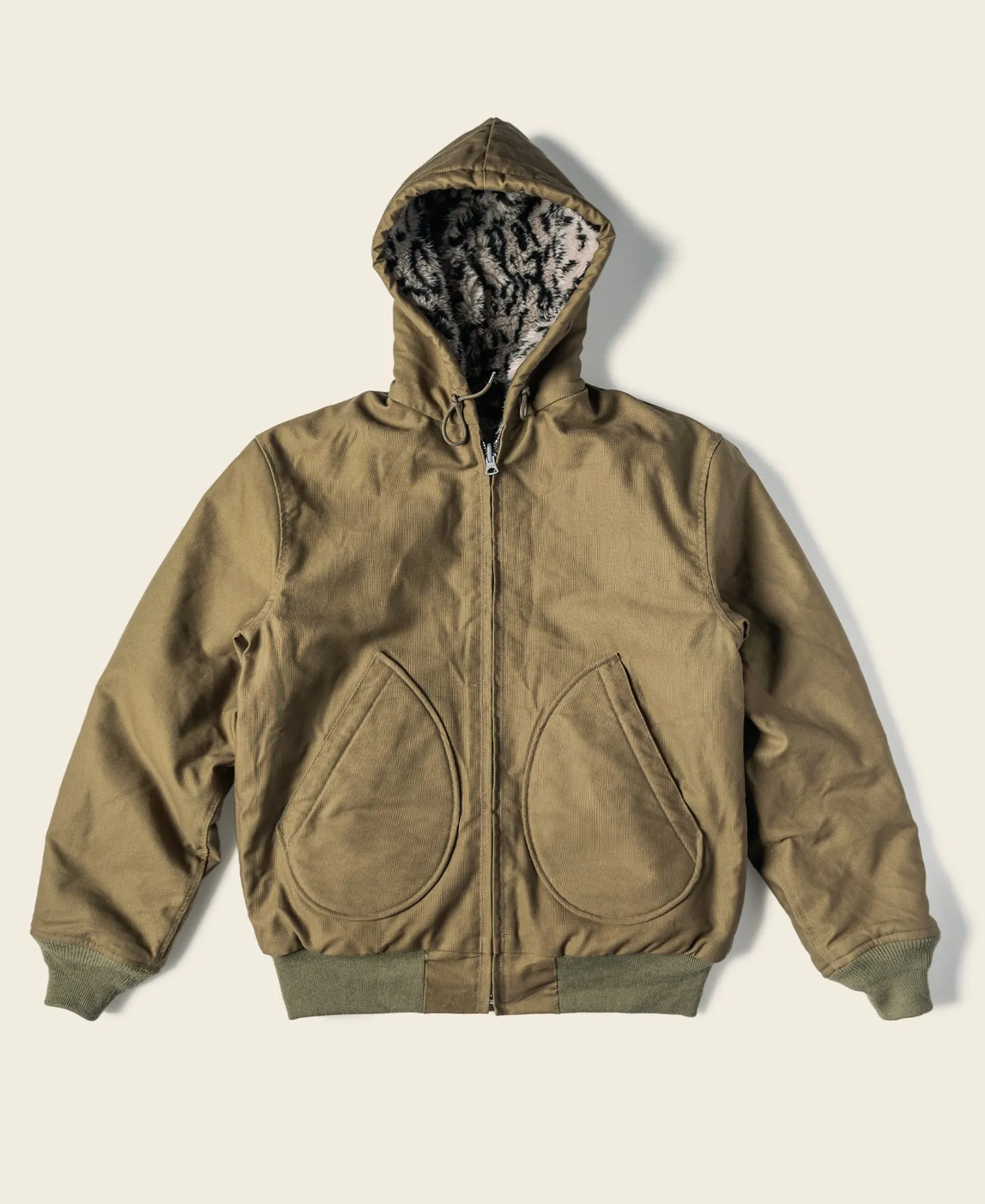 Leopard Print Reversible Deck Jacket - Khaki sold by Bronson Mfg.