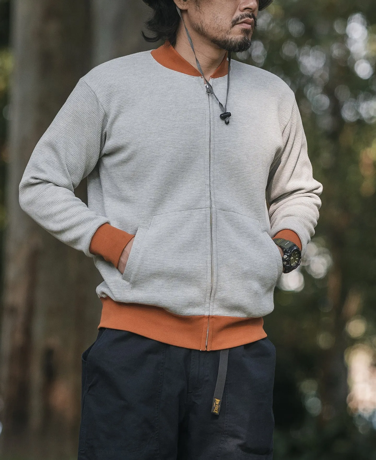 Waffle Cotton Full-Zip Track Jacket - Gray sold by Bronson Mfg. product image thumbnail 5